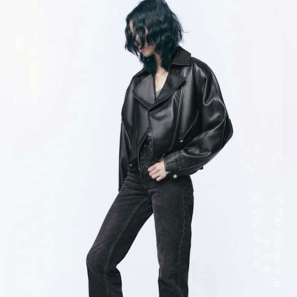 Zara  cropped genuine leather jacket LIMITED EDITION - Picture 2 of 12